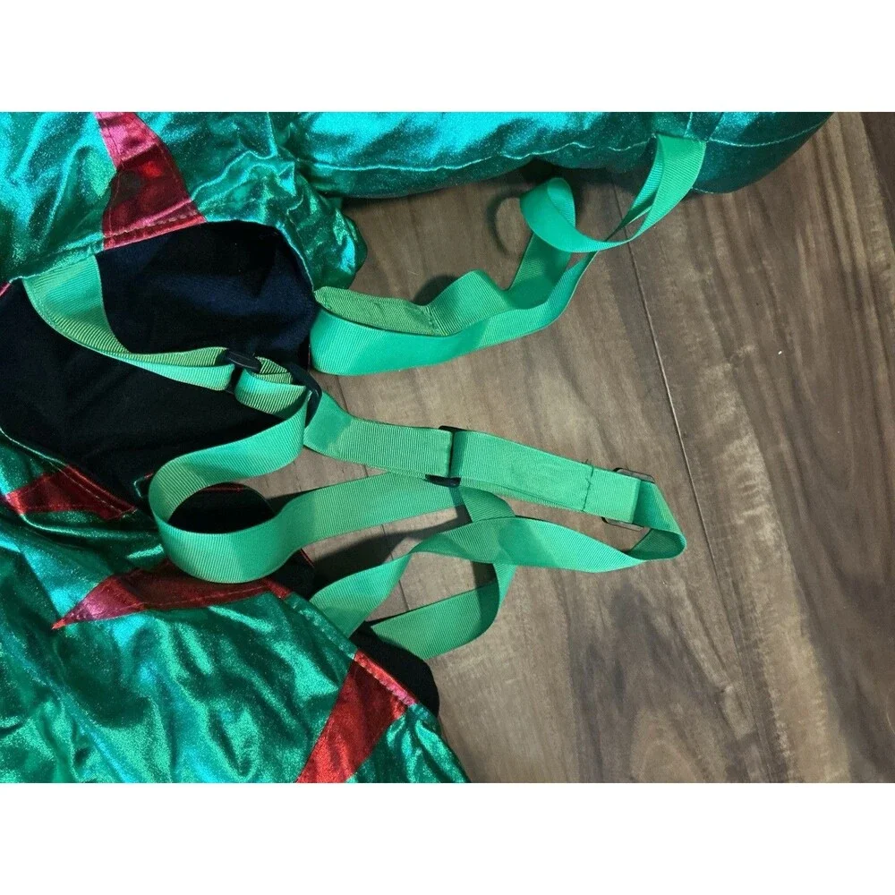 Place & Time Child's Halloween Costume Shiny Green Red Dinosaur Suspenders OSFM